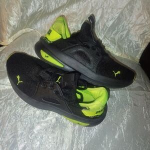 Puma Kids Black & Neon Yellow Athletic Sneakers